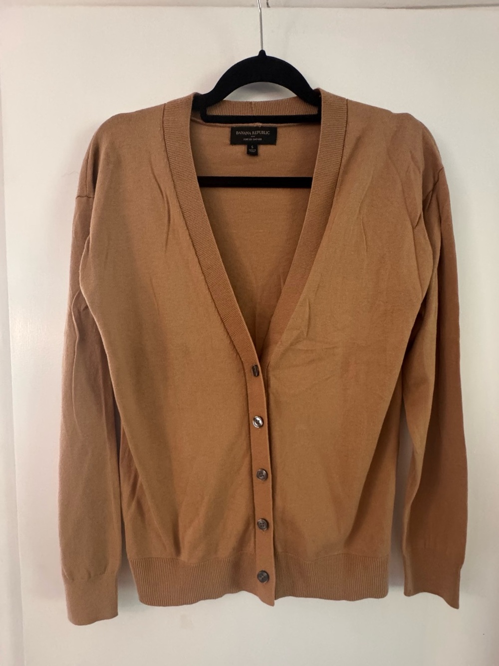 Banana Republic Camel Button-Down V-Neck Cardigan